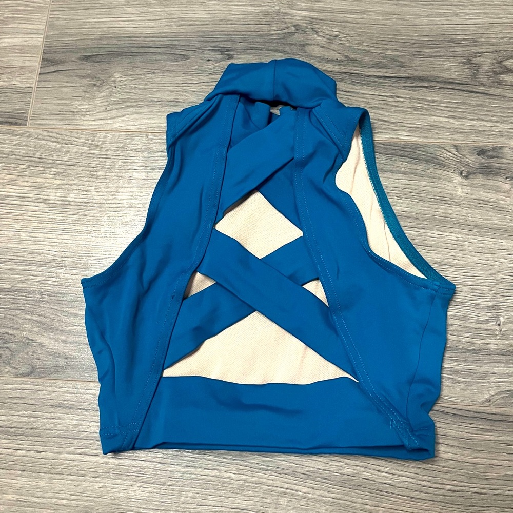 Blue Dance Top, Criss Cross in the Back